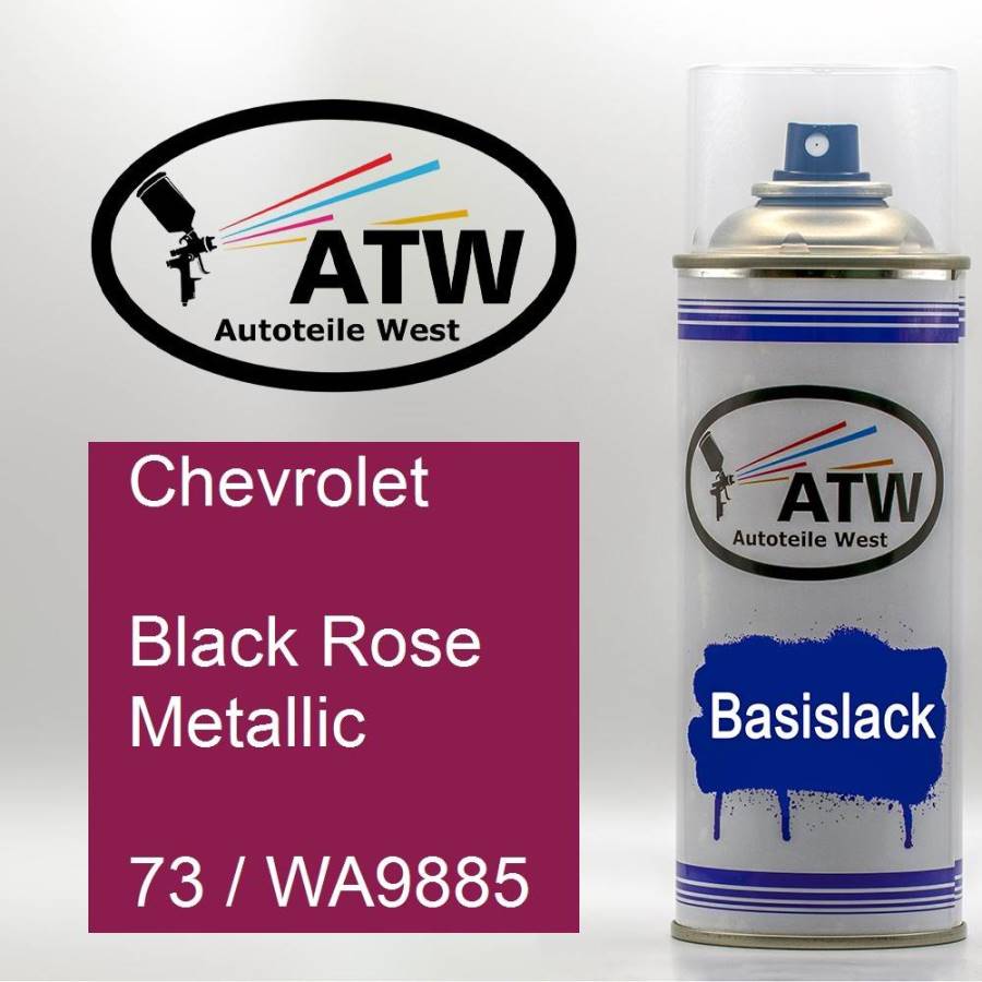 Chevrolet, Black Rose Metallic, 73 / WA9885: 400ml Sprühdose, von ATW Autoteile West.